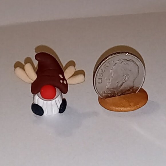 🎯 10 for $10 / Reindeer Gnome, Miniature, Tiny, Handmade Gnome Figure - Picture 2 of 3